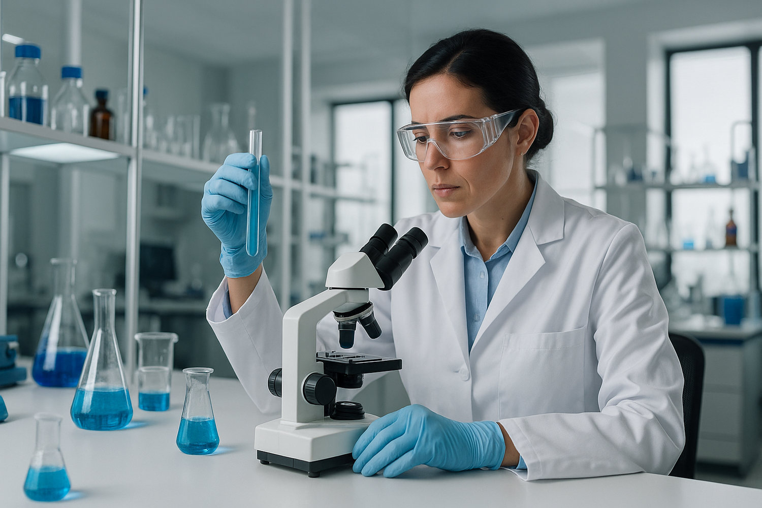 generate scientist working in his laboratory with all uniform wearing